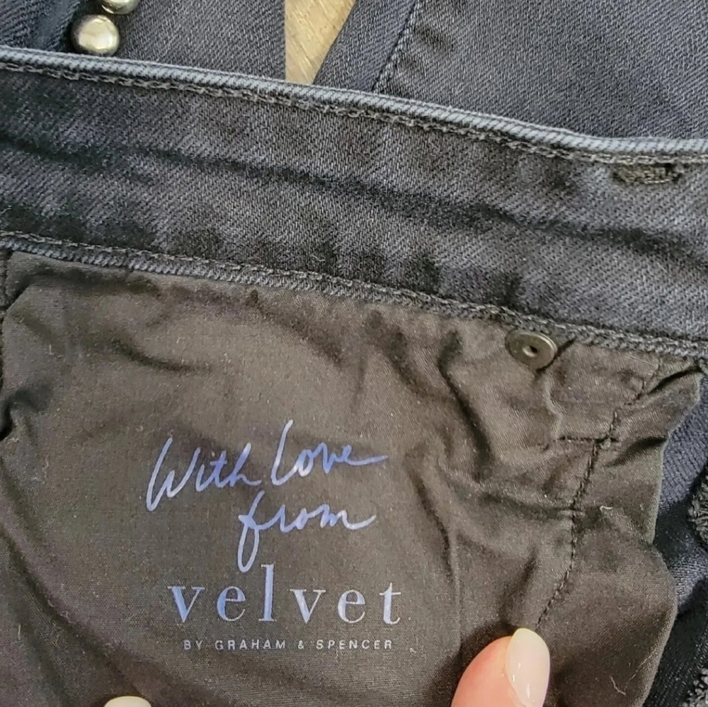 Velvet By Graham Spencer Milla Skinny With Studs Jeans Coal Color Size 24 - Picture 11 of 15